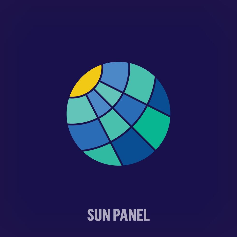 Natural solar energy idea, logo in modern round form. Unique creative sustainable solar panel colors. Environment and company logo template. vector. vector