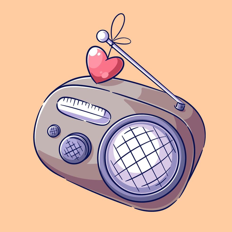 Hand drawn style radio design, vector illustration