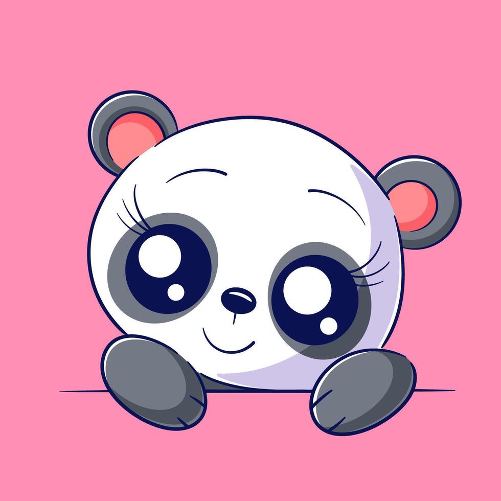 Cute panda is alone, vector illustration