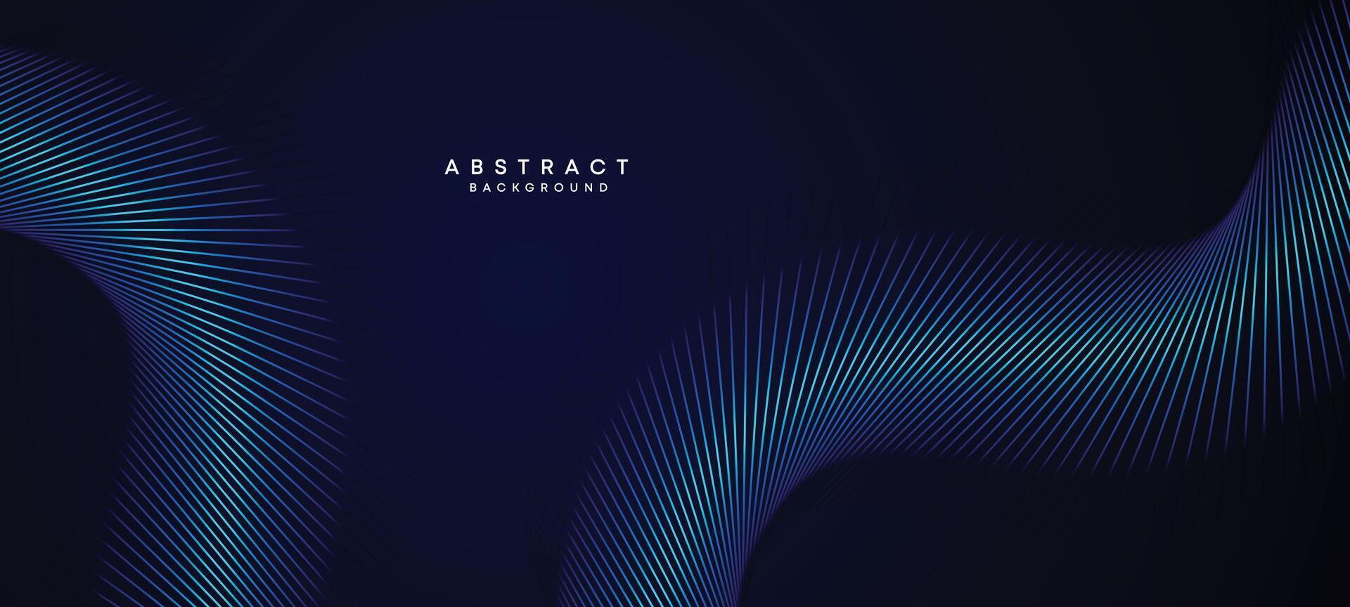 Abstract Dark Blue Waving circles lines Technology Background. Modern Navy Blue gradient with glowing lines shiny geometric shape and diagonal, for brochure, cover, poster, banner, website, header vector