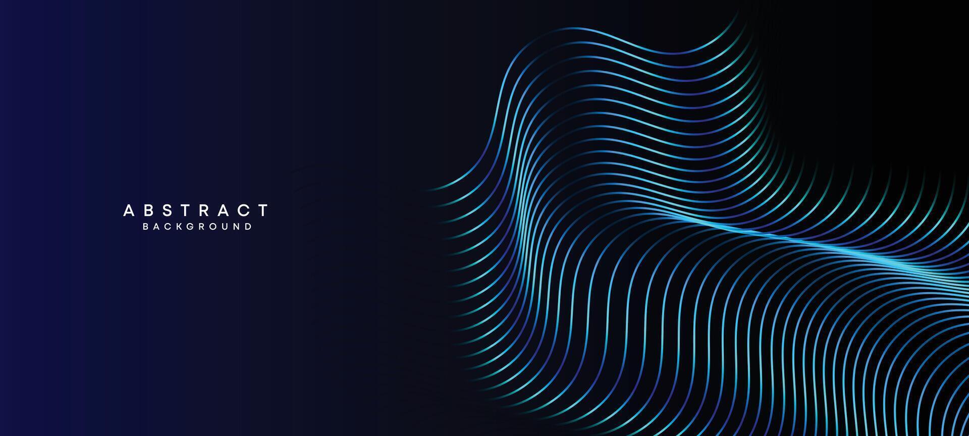 Abstract Dark Navy Blue Waving circles lines Technology Background. Modern Holo gradient with glowing lines shiny geometric shape and diagonal, for brochure, cover, poster, banner, website, header vector