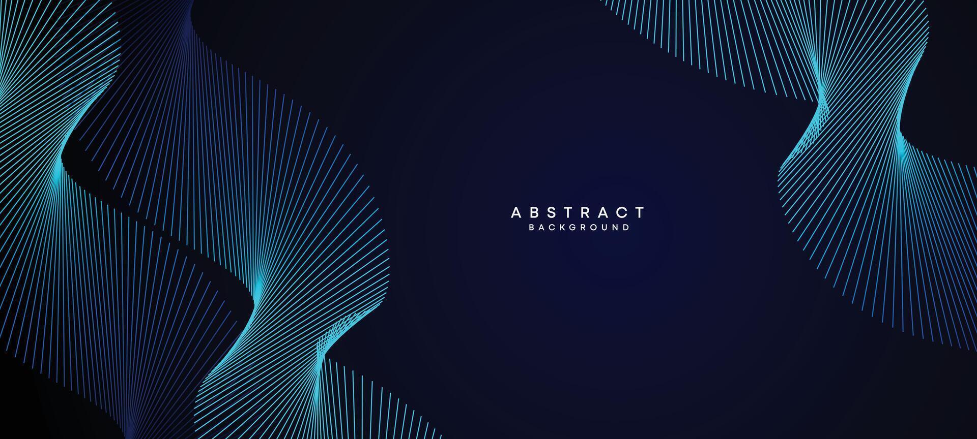 Abstract Dark Blue Waving circles lines Technology Background. Modern Navy Blue gradient with glowing lines shiny geometric shape and diagonal, for brochure, cover, poster, banner, website, header vector