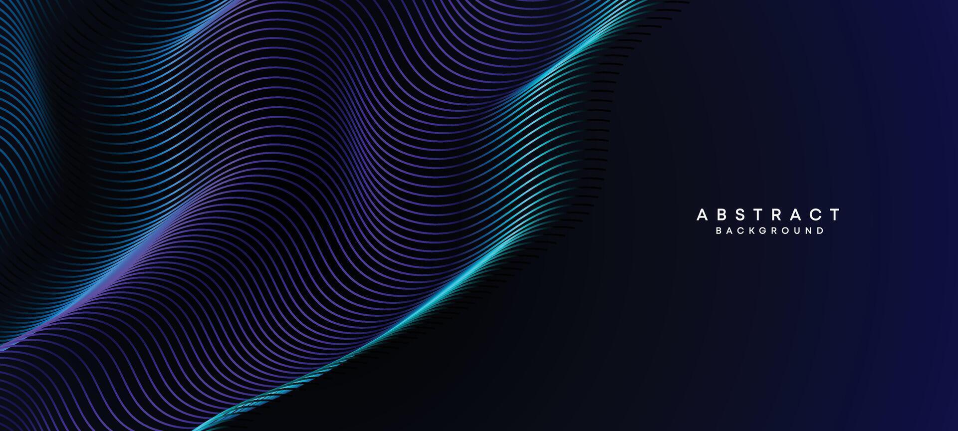 Abstract Dark Navy Blue Waving circles lines Technology Background. Modern Holo gradient with glowing lines shiny geometric shape and diagonal, for brochure, cover, poster, banner, website, header vector