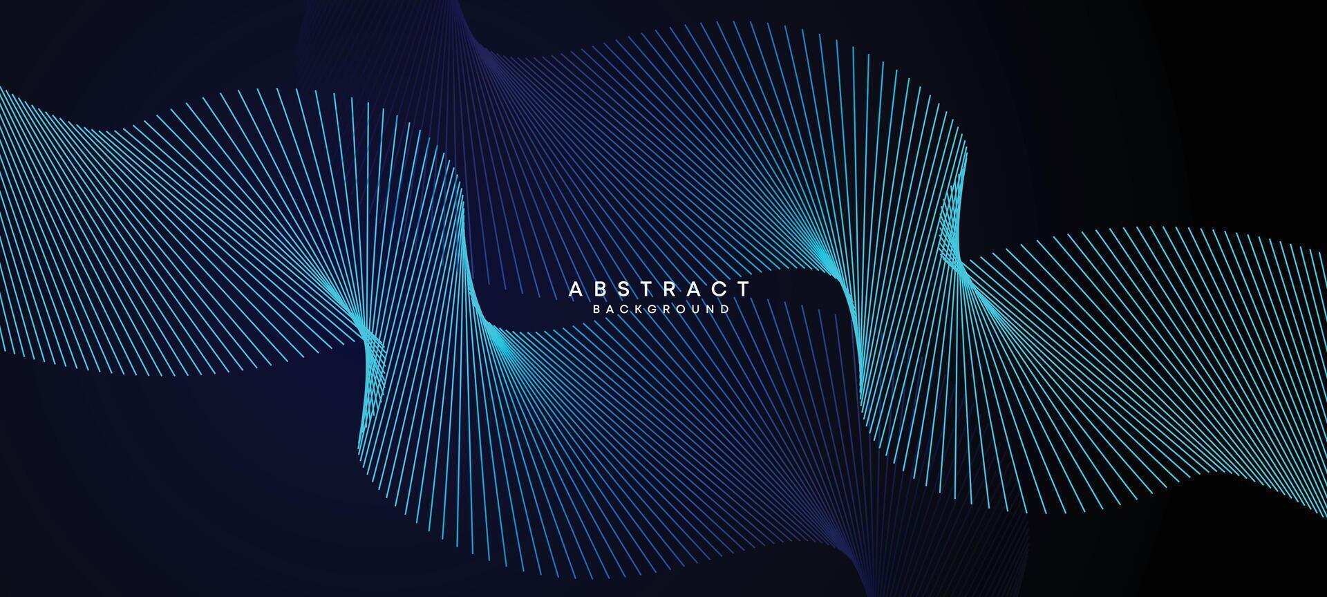 Abstract Dark Blue Waving circles lines Technology Background. Modern Navy Blue gradient with glowing lines shiny geometric shape and diagonal, for brochure, cover, poster, banner, website, header vector