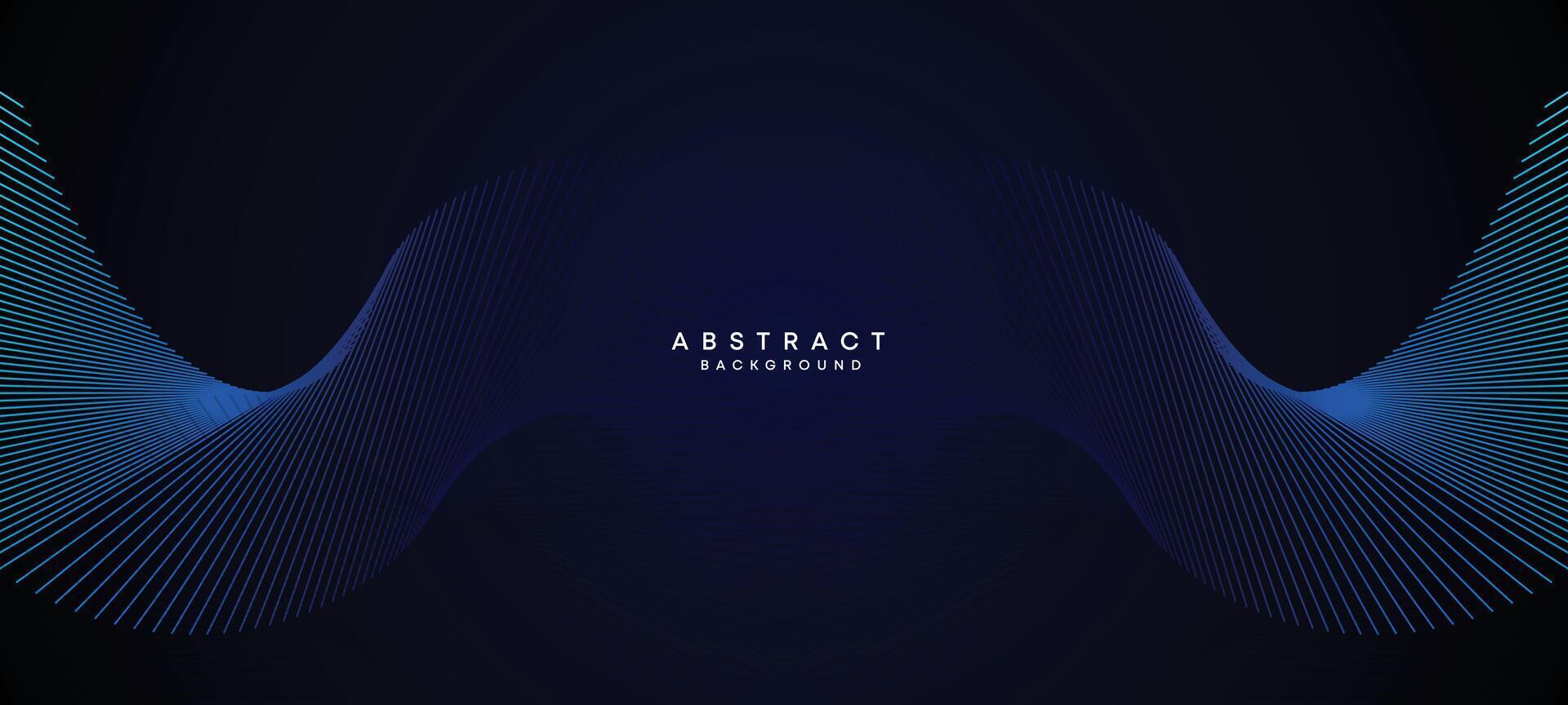 Abstract Dark Blue Waving circles lines Technology Background. Modern Navy Blue gradient with glowing lines shiny geometric shape and diagonal, for brochure, cover, poster, banner, website, header vector