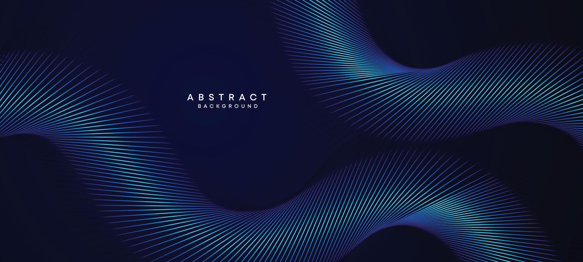 Abstract Dark Blue Waving circles lines Technology Background. Modern Navy Blue gradient with glowing lines shiny geometric shape and diagonal, for brochure, cover, poster, banner, website, header vector