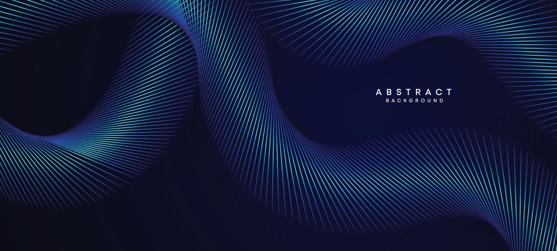 Abstract Dark Blue Waving circles lines Technology Background. Modern Navy Blue gradient with glowing lines shiny geometric shape and diagonal, for brochure, cover, poster, banner, website, header vector
