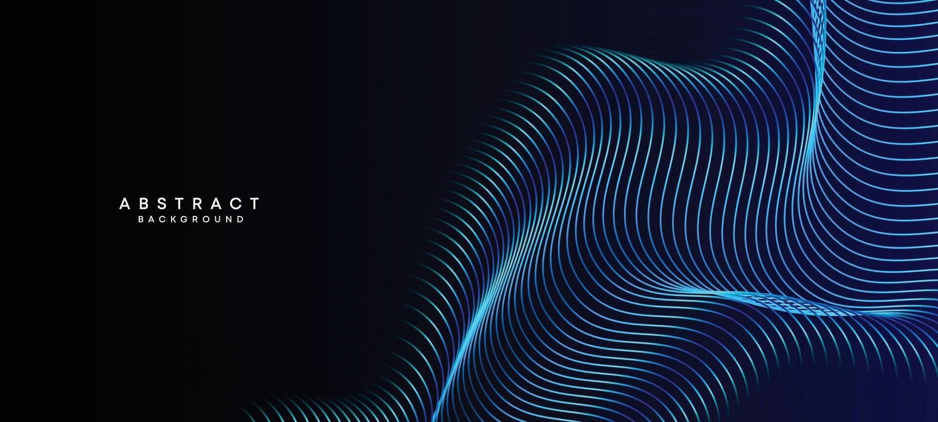 Abstract Dark Navy Blue Waving circles lines Technology Background. Modern Holo gradient with glowing lines shiny geometric shape and diagonal, for brochure, cover, poster, banner, website, header vector