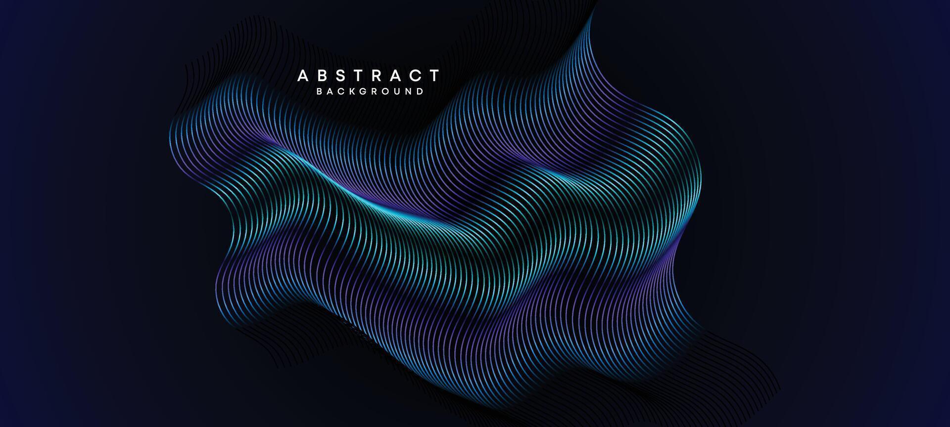 Abstract Dark Navy Blue Waving circles lines Technology Background. Modern Holo gradient with glowing lines shiny geometric shape and diagonal, for brochure, cover, poster, banner, website, header vector