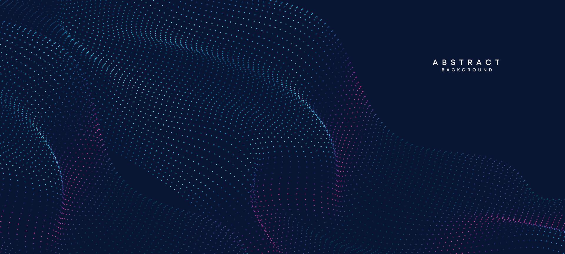 Abstract Blue, Green Gradient Flowing Dot Waving Particle geometric Technology Background. Digital Futuristic Purple, Pink Gradient Dotted Wave. Concept For Science, Music cover, website, header vector