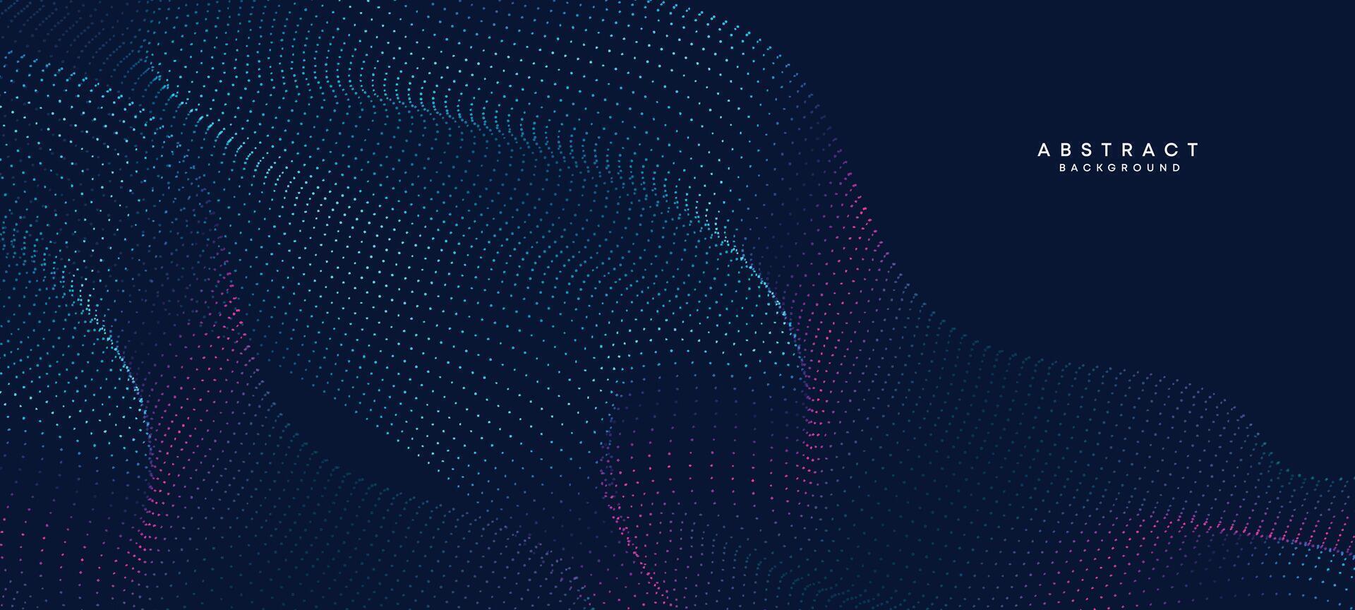 Abstract Blue, Green Gradient Flowing Dot Waving Particle geometric Technology Background. Digital Futuristic Purple, Pink Gradient Dotted Wave. Concept For Science, Music cover, website, header vector