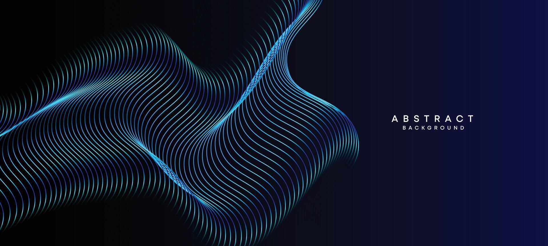 Abstract Dark Navy Blue Waving circles lines Technology Background. Modern Holo gradient with glowing lines shiny geometric shape and diagonal, for brochure, cover, poster, banner, website, header vector