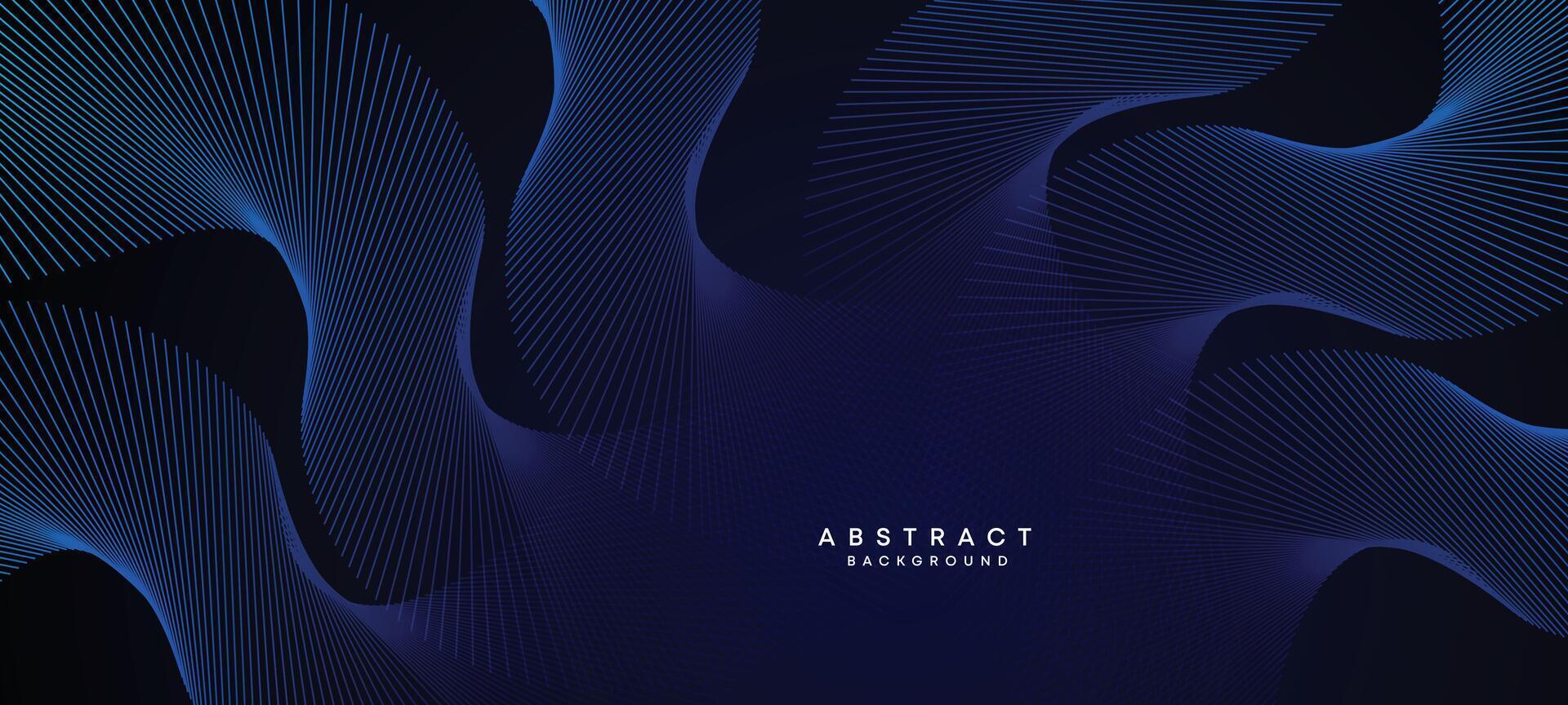 Abstract Dark Blue Waving circles lines Technology Background. Modern Navy Blue gradient with glowing lines shiny geometric shape and diagonal, for brochure, cover, poster, banner, website, header vector