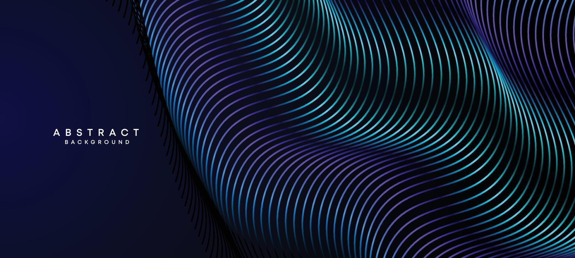 Abstract Dark Navy Blue Waving circles lines Technology Background. Modern Holo gradient with glowing lines shiny geometric shape and diagonal, for brochure, cover, poster, banner, website, header vector