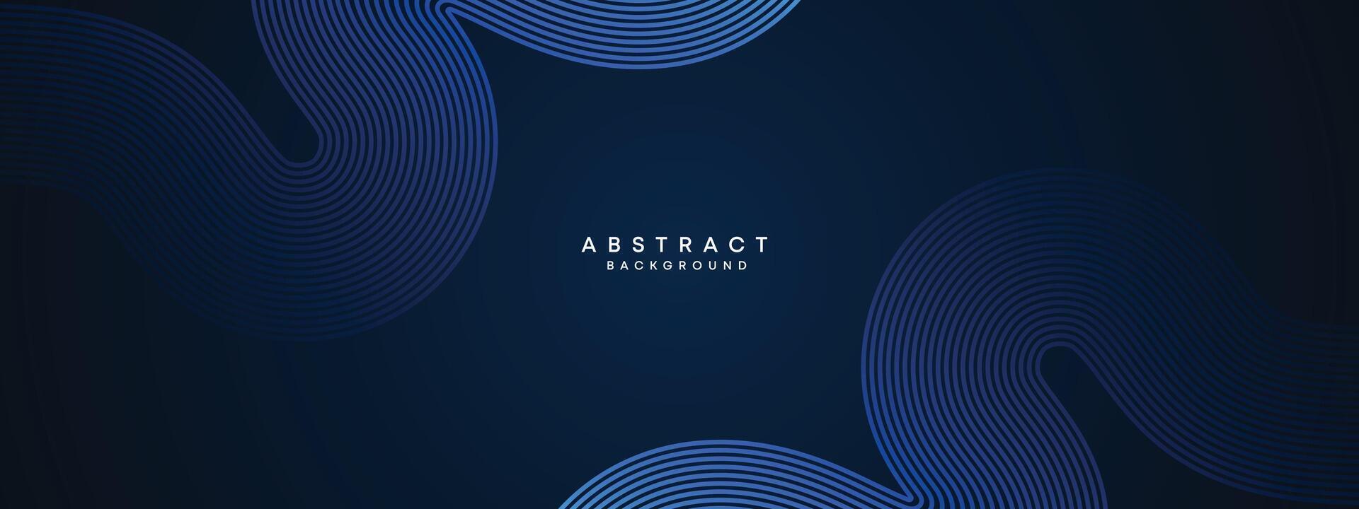 Abstract Dark Navy Blue Waving circles lines Technology Background. Modern Blue gradient with glowing lines shiny geometric shape and diagonal, for brochure, cover, poster, banner, website, header vector