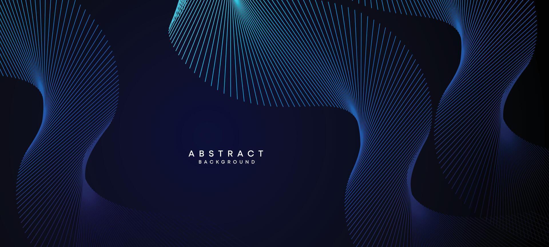 Abstract Dark Blue Waving circles lines Technology Background. Modern Navy Blue gradient with glowing lines shiny geometric shape and diagonal, for brochure, cover, poster, banner, website, header vector