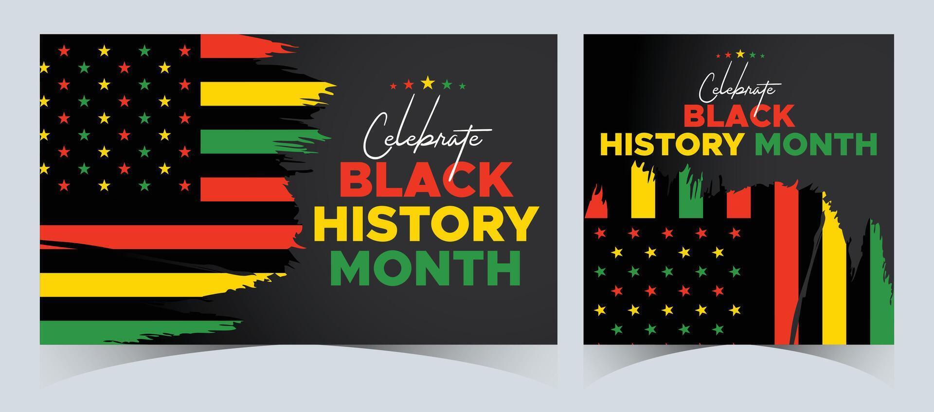 conjunto de negro historia mes celebrado. febrero nacional negro historia mes africano americano vector ilustración modelo para fondo, bandera, tarjeta, póster con texto inscripción