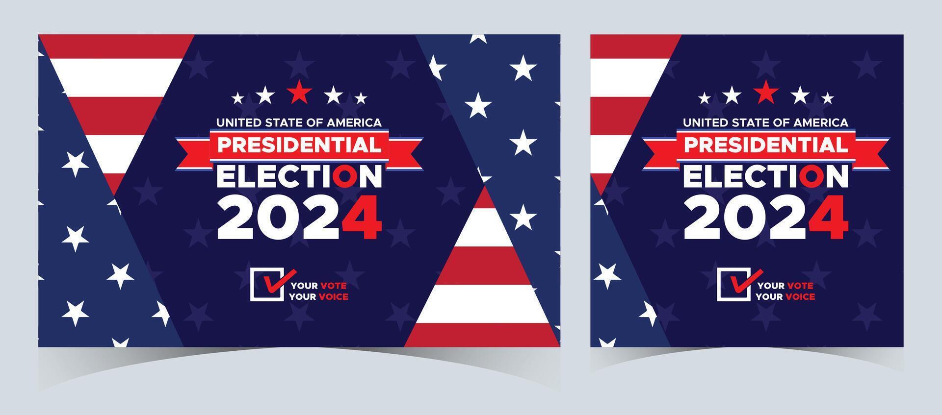 conjunto de votar 2024. presidencial elección día en unido estados elección 2024 EE.UU. político elección Campaña bandera. fondo, correo, bandera, tarjeta, póster diseño con votar día noviembre 5 5 nosotros vector