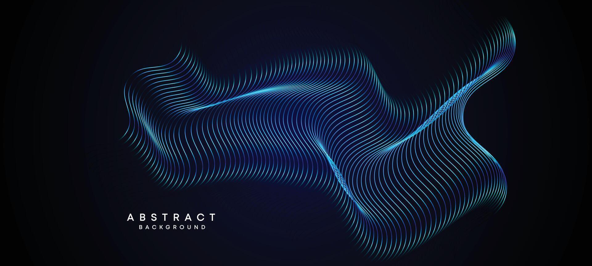 Abstract Dark Navy Blue Waving circles lines Technology Background. Modern Holo gradient with glowing lines shiny geometric shape and diagonal, for brochure, cover, poster, banner, website, header vector