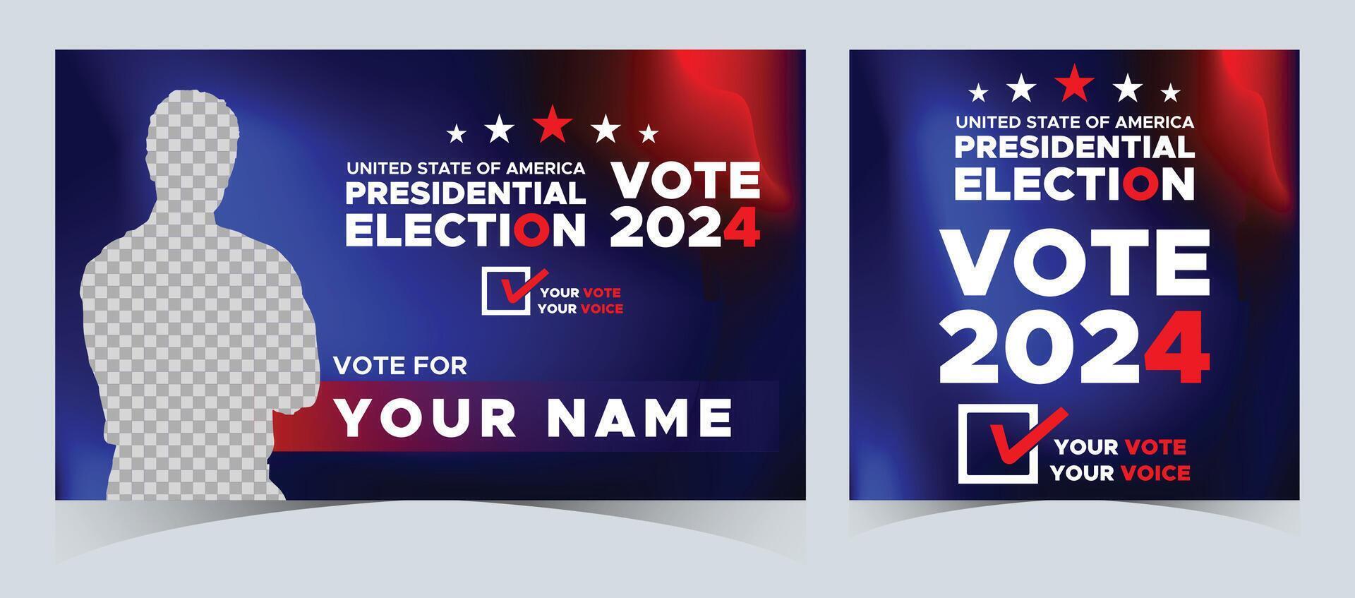 conjunto de votar 2024. presidencial elección día en unido estados elección 2024 EE.UU. político elección Campaña bandera. fondo, correo, bandera, tarjeta, póster diseño con votar día noviembre 5 5 nosotros vector