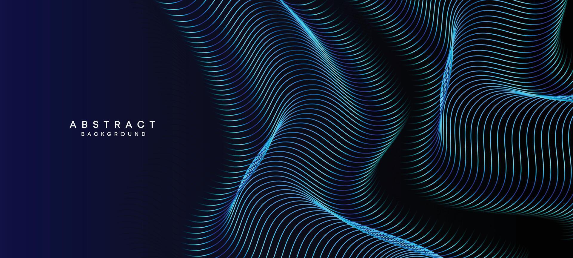 Abstract Dark Navy Blue Waving circles lines Technology Background. Modern Holo gradient with glowing lines shiny geometric shape and diagonal, for brochure, cover, poster, banner, website, header vector