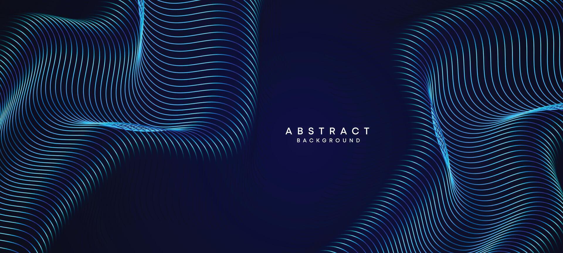 Abstract Dark Navy Blue Waving circles lines Technology Background. Modern Holo gradient with glowing lines shiny geometric shape and diagonal, for brochure, cover, poster, banner, website, header vector