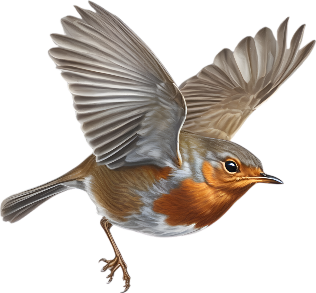 AI generated Robin bird, Close-up colored-pencil sketch of European Robin, Erithacus rubecula. png