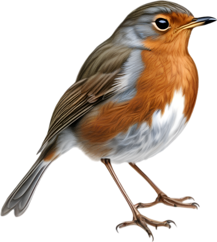 AI generated Robin bird, Close-up colored-pencil sketch of European Robin, Erithacus rubecula. png