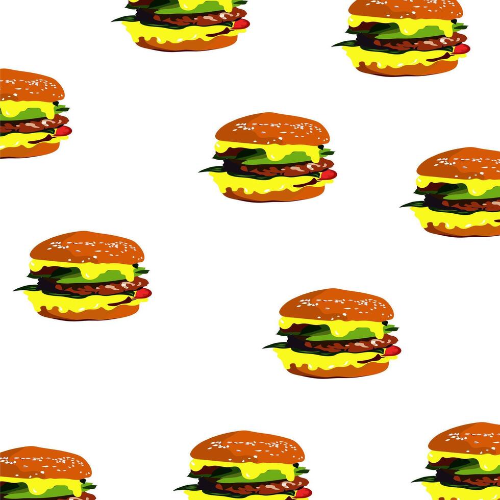 Cheeseburger pattern on white background vector