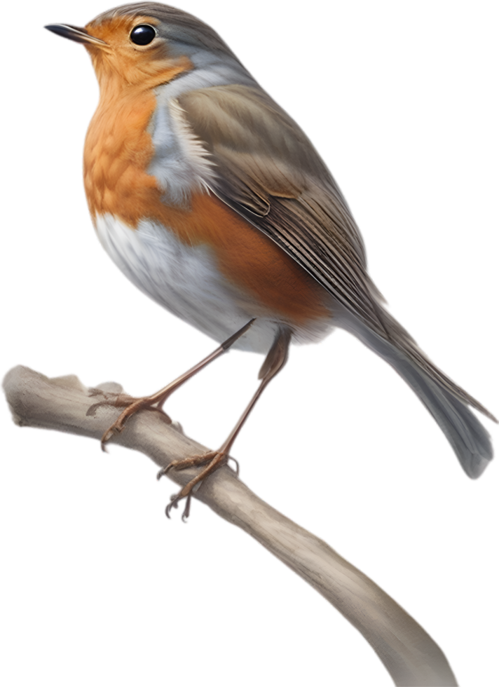 AI generated Robin bird, Close-up colored-pencil sketch of European Robin, Erithacus rubecula. png
