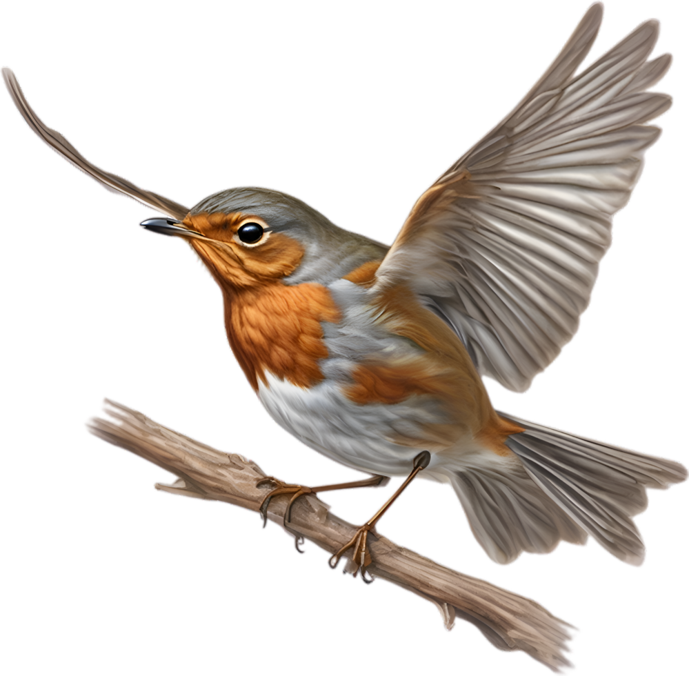 AI generated Robin bird, Close-up colored-pencil sketch of European Robin, Erithacus rubecula. png