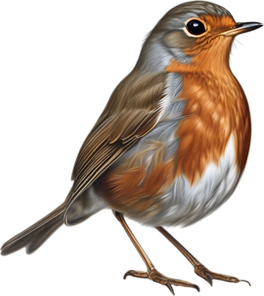 ai gerado robin pássaro, fechar-se lápis de cor esboço do europeu pisco de peito vermelho, erithacus rubécula. png