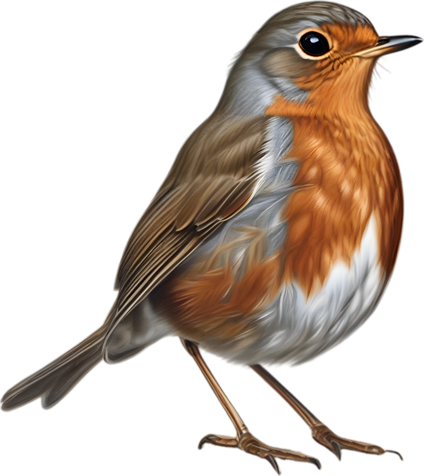 AI generated Robin bird, Close-up colored-pencil sketch of European Robin, Erithacus rubecula. png