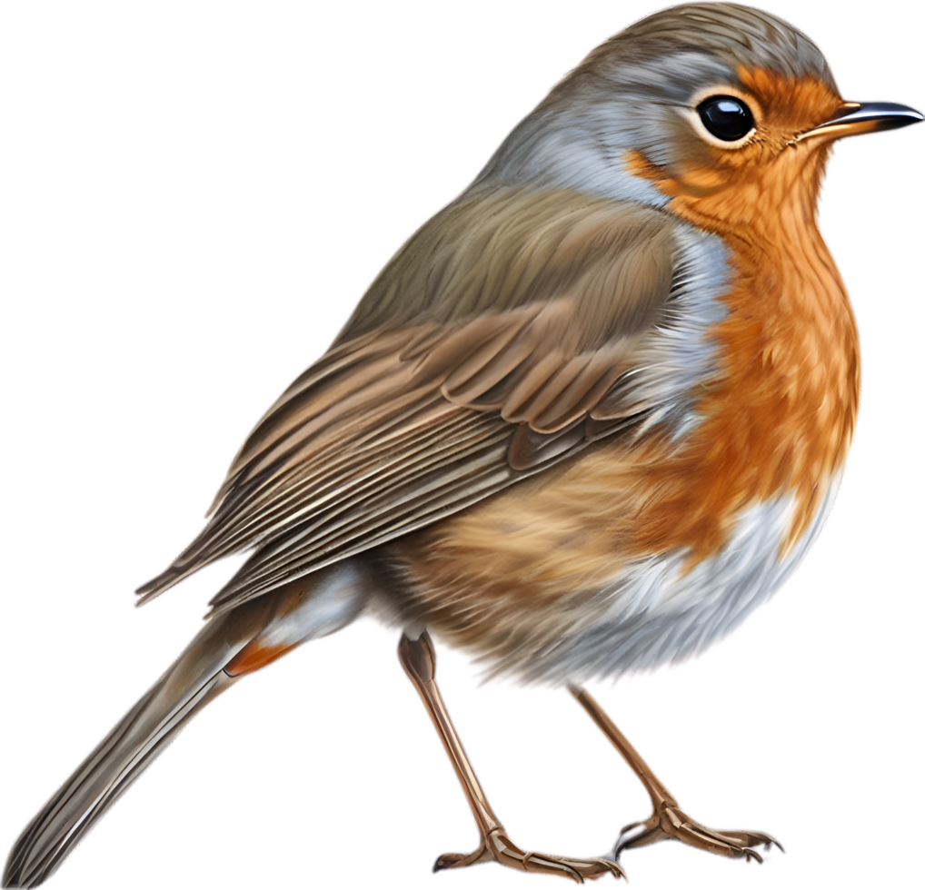 AI generated Robin bird, Close-up colored-pencil sketch of European Robin, Erithacus rubecula. png