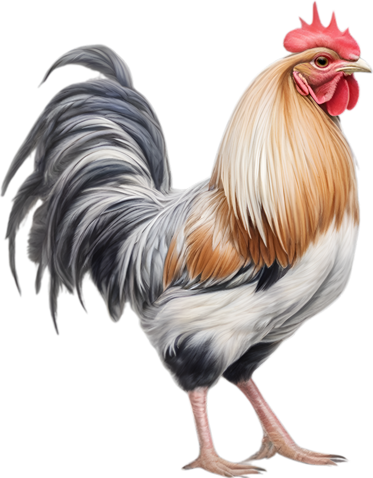 AI generated Bantam. Close-up colored-pencil sketch of a Japanese bantam. png