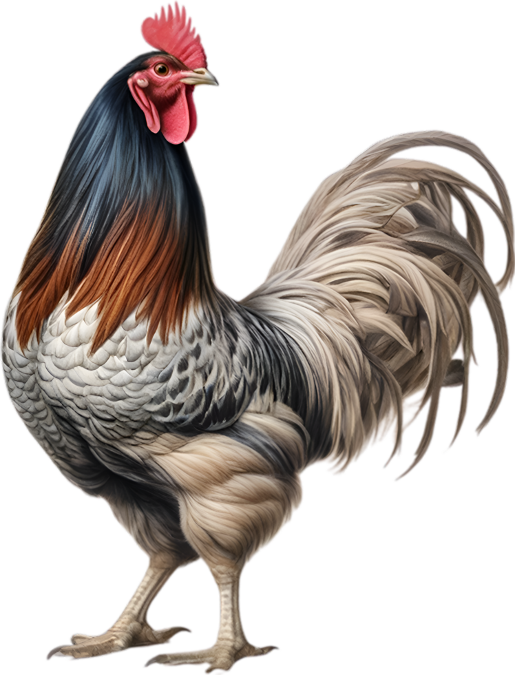 AI generated Bantam. Close-up colored-pencil sketch of a Japanese bantam. png