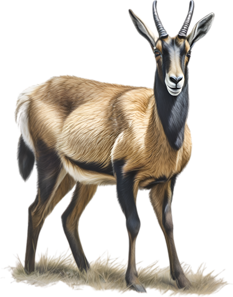 AI generated Chamois, Close-up colored-pencil sketch of Chamois, Rupicapra rupicapra. png