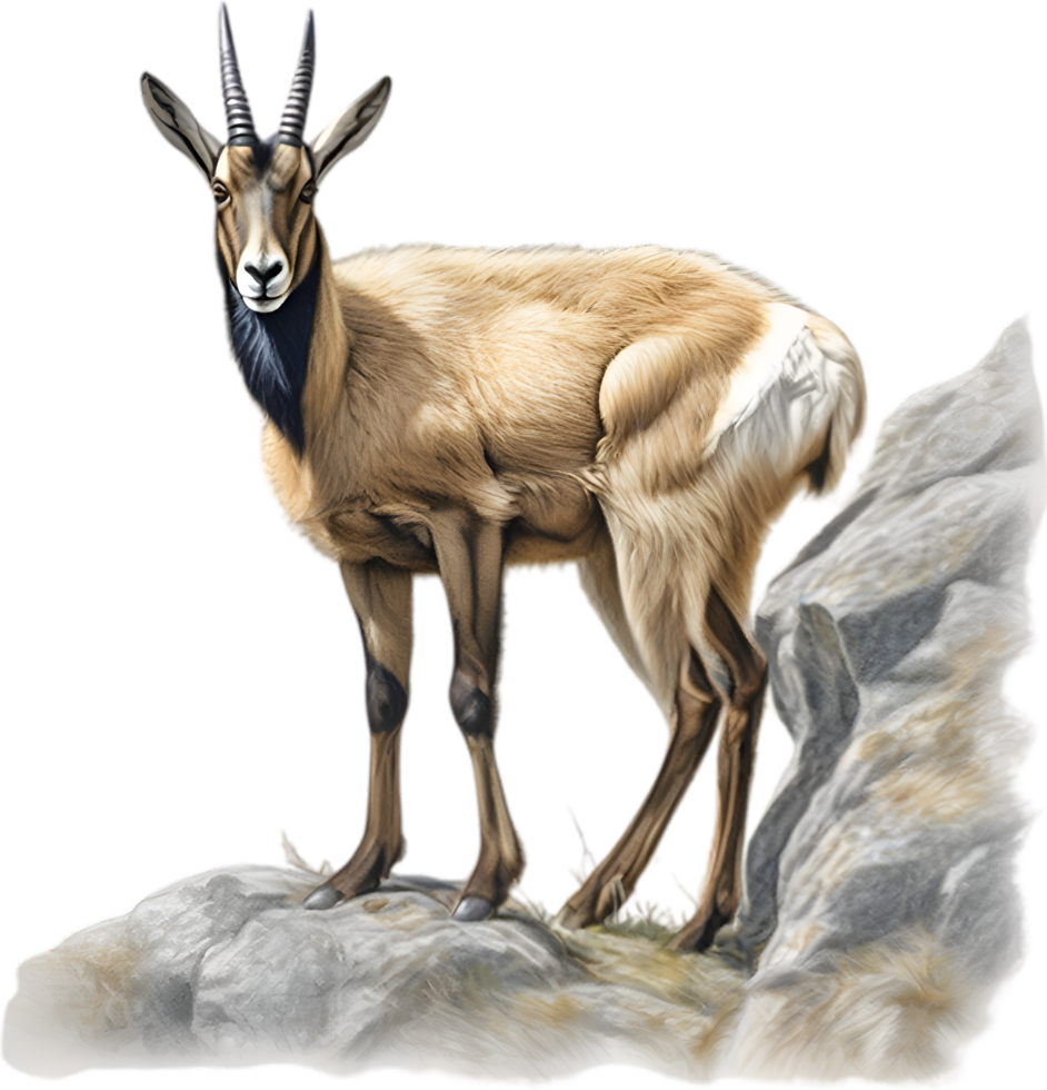 AI generated Chamois, Close-up colored-pencil sketch of Chamois, Rupicapra rupicapra. png