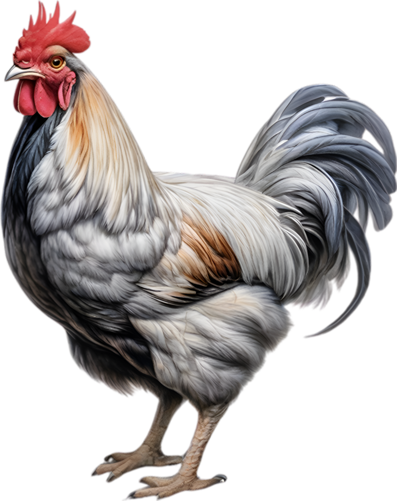 AI generated Bantam. Close-up colored-pencil sketch of a Japanese bantam. png