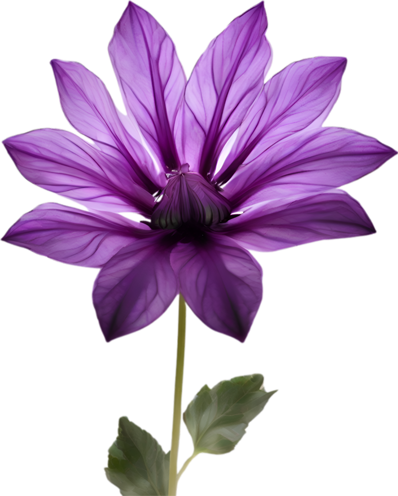 AI generated Violet flower. Close-up glowing translucent violet color flower. png
