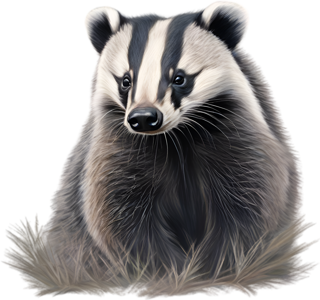 AI generated Badger. Close-up colored-pencil sketch of Badger, Meles meles. png