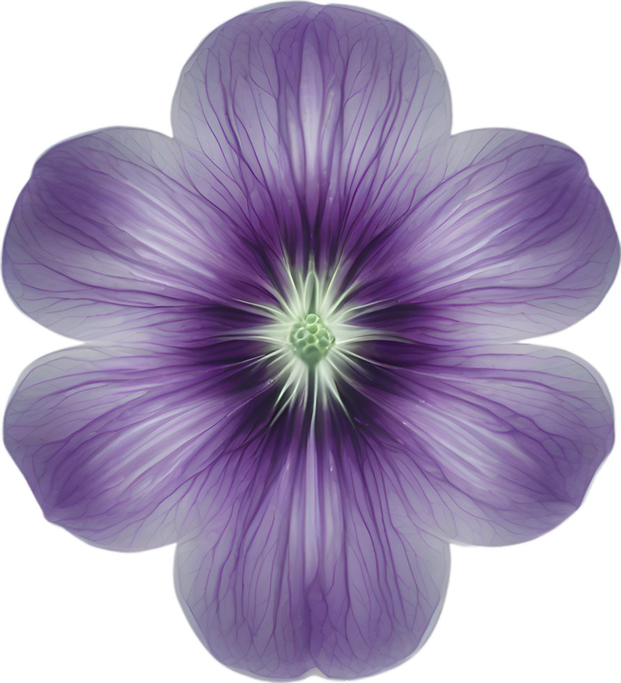 AI generated Violet flower. Close-up glowing translucent violet color flower. png