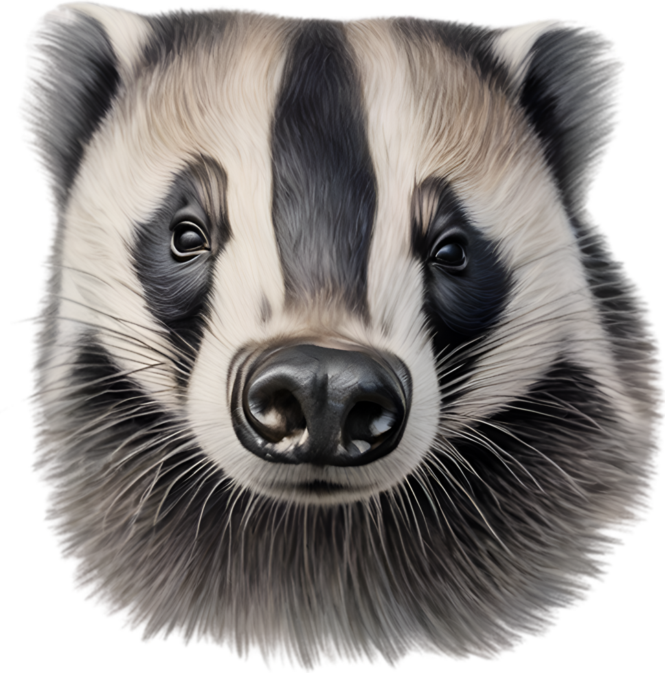 AI generated Badger. Close-up colored-pencil sketch of Badger, Meles meles. png