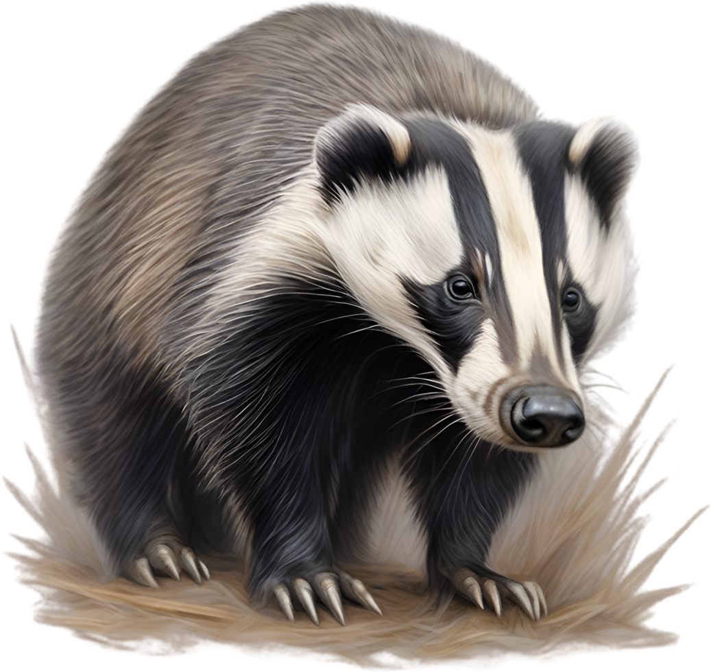 AI generated Badger. Close-up colored-pencil sketch of Badger, Meles meles. png