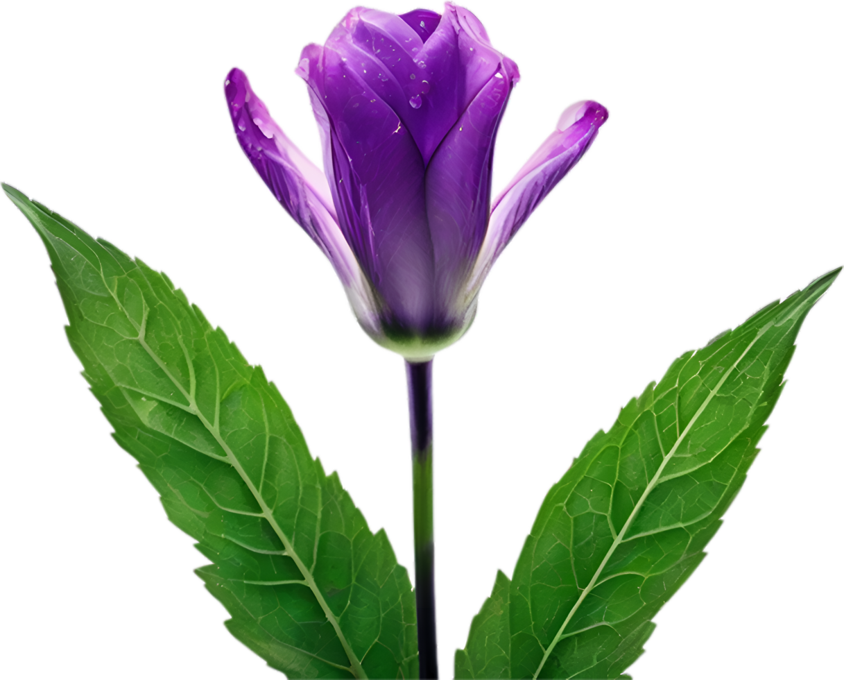 AI generated Violet flower. Close-up glowing translucent violet color flower. png