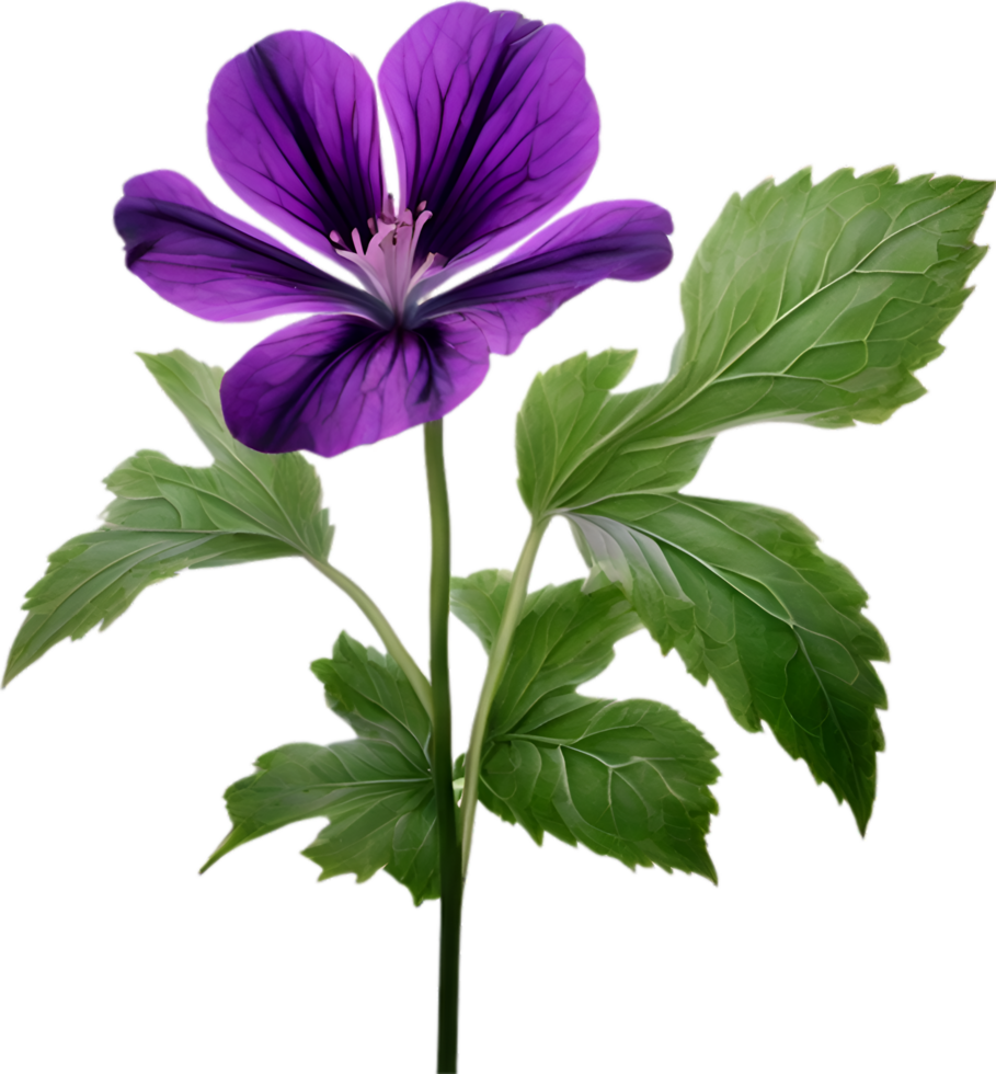 AI generated Violet flower. Close-up glowing translucent violet color flower. png
