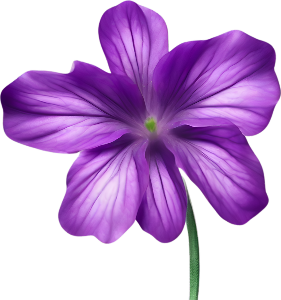 AI generated Violet flower. Close-up glowing translucent violet color flower. png