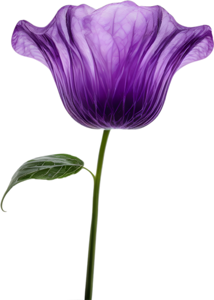 AI generated Violet flower. Close-up glowing translucent violet color flower. png