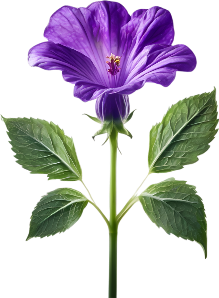 AI generated Violet flower. Close-up glowing translucent violet color flower. png