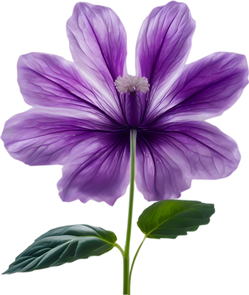 AI generated Violet flower. Close-up glowing translucent violet color flower. png